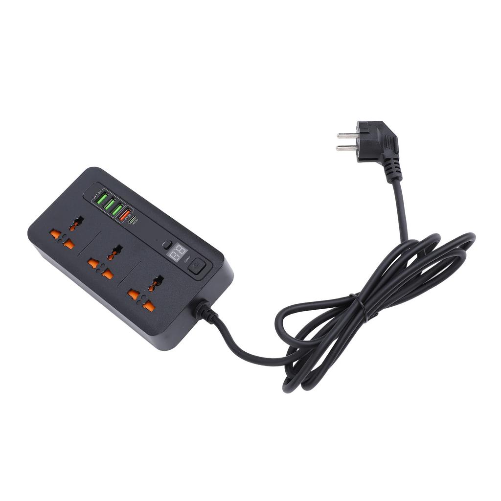 Power Socket Strip 3000W USB Universal PD20W QC3.0 Dual Quick Charging with Digital Display