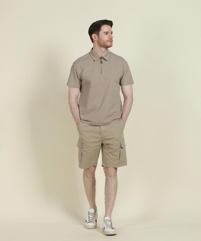 PANICALE Beige Half-Zip Polo Shirt