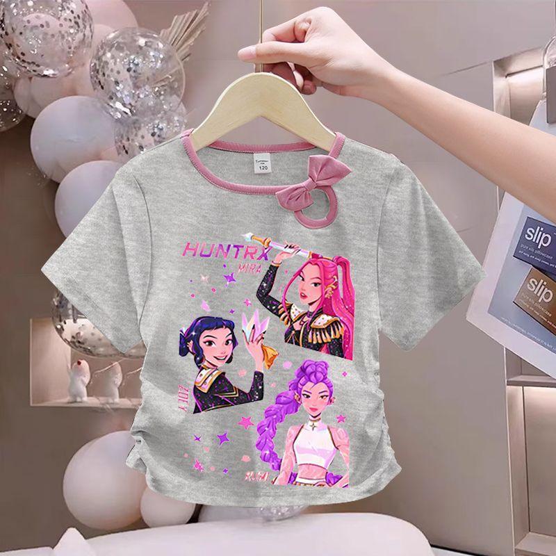 Girls' Fashionized Witch-Hunting Girl Group Top - Summer Children's Round-neck Short-sleeved Pure Cotton T-shirt