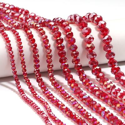 4/6/8/10mm Deep Red Austria Faceted Crystal Beads Glass Loose Spacer Beads For Jewelry Making DIY Bracelets Necklace Accessories