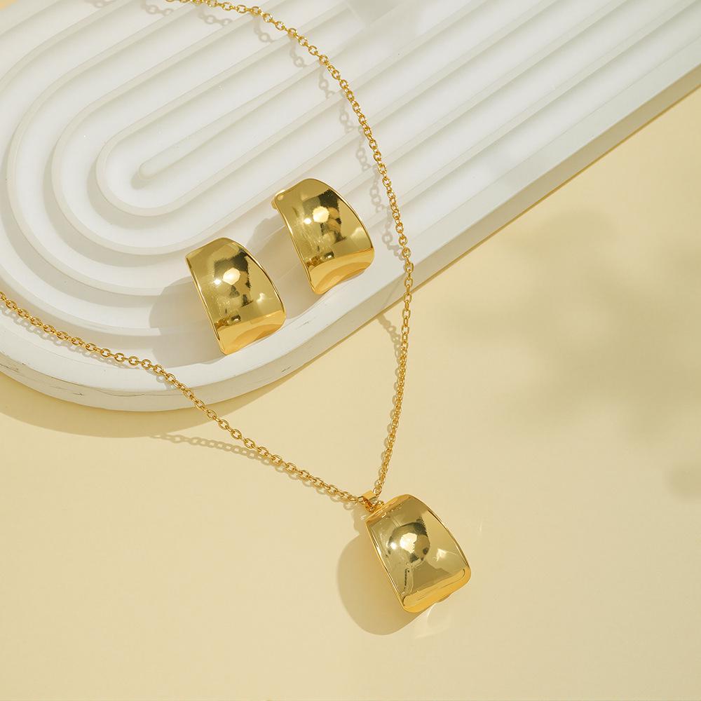 Luxury Geometric Leaf & Flower Earrings Necklace Set