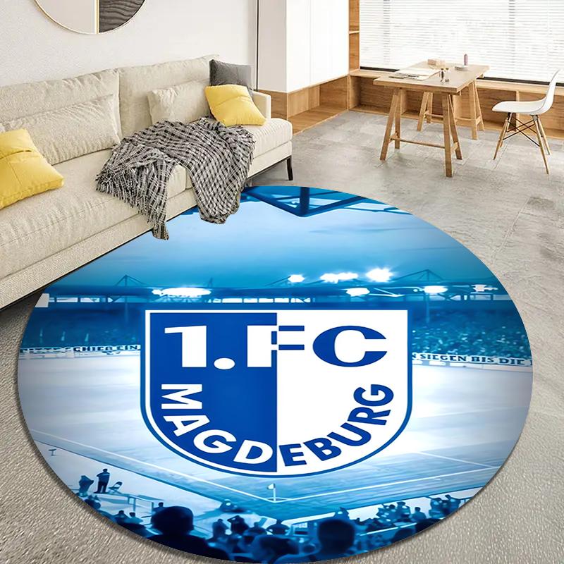 Tappeto Rotondo FC Magdeburg, Tappeto per Soggiorno Camera da Letto Divano Sala Giochi Decorazione, Tappetino Antiscivolo 56