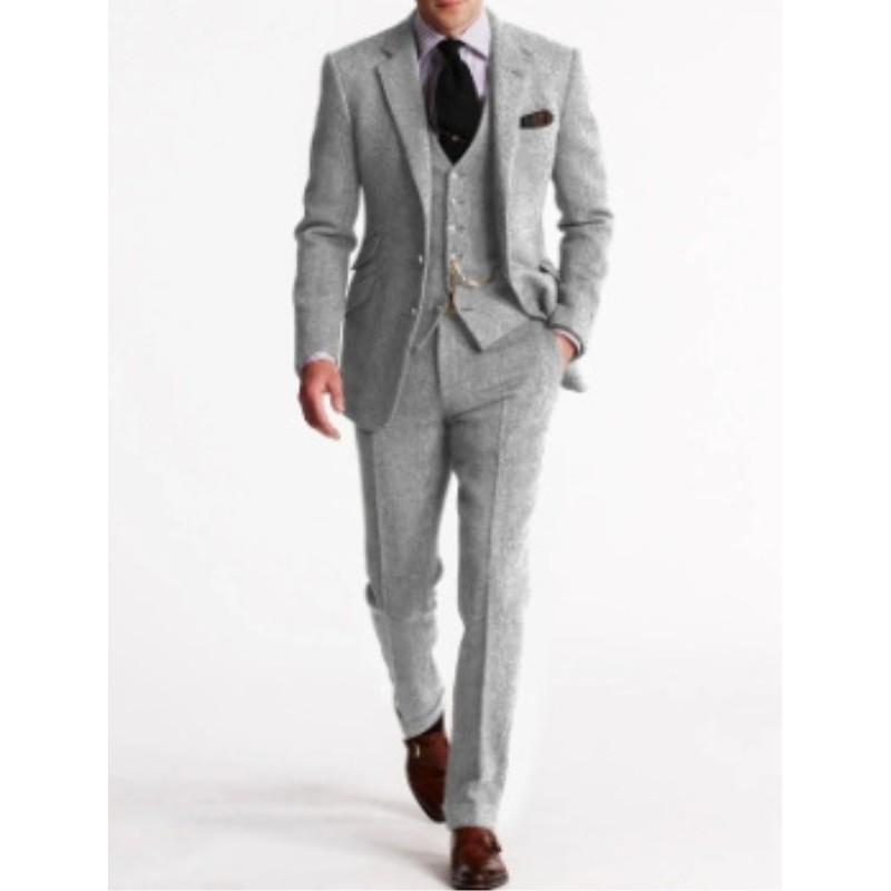 Traje Slim de Espiga para Hombre Cuatro Estaciones Negocios Traje de Padrino Traje de Boda para el Novio