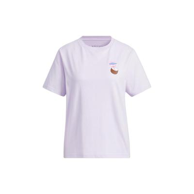 Neo Logo Buchstabendruck Locker Rundhals Kurzarm T-Shirt Damen T-Shirts Hellviolett IP3880