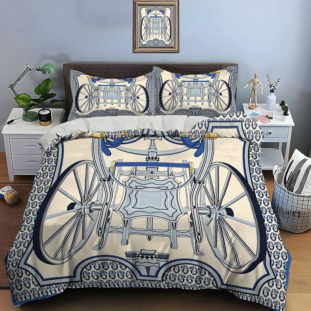 Retro Horse Harnes Art Print Beding Set Soft Duvet Cover 1 Soft Duvet Cover 2 Pilowcases Adult People plus Children Beding Set High-End Premium Gifts