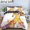 Cartoon Giraffe König Königin Bettbezug Jungen Mädchen Tier Bettwäsche Set Wildtiere Deckenbezug Polyester Bettdecke