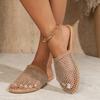 Fashion 2024 Women Summer New Luxury Brand Round Head Slippers Water Diamond Large Flat Sandals Slippers
