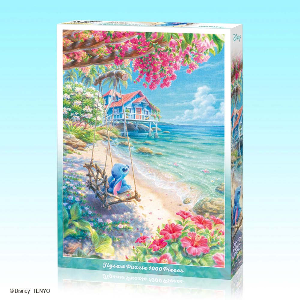 Tenyo (Tenyo) [Made In Japan] 1000-Piece Jigsaw Puzzle Disney Loco Beach (Stitch) (51x73.5cm) D-1000-898, Includes Glue, Spatula, and Service Card