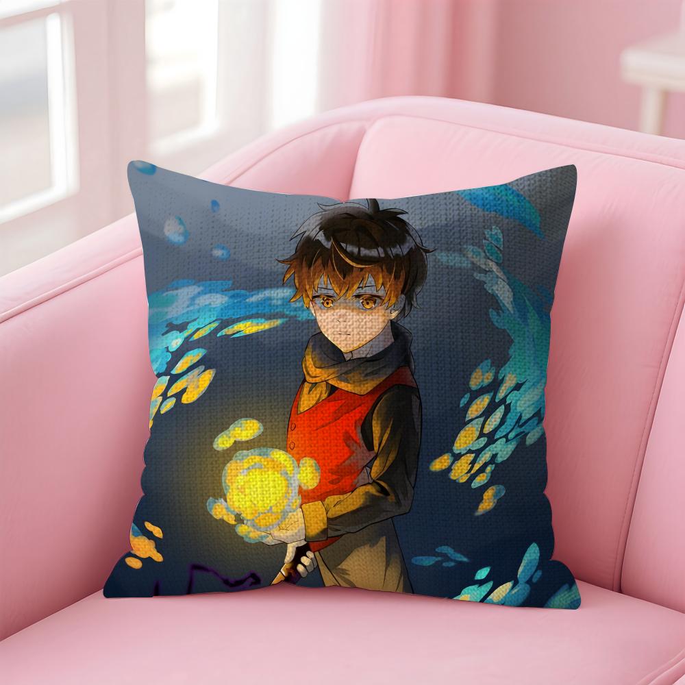 TTower Of GodD Anime Cushion Cover Natural Linen Pillow Case DoubleSided Print Decorative Sofa Pillowcase Home Decor Gift