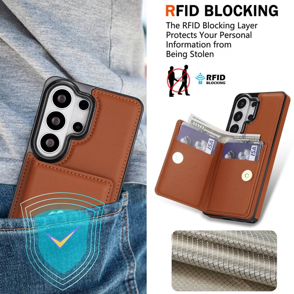 Brieftaschen-Hülle mit Kartenhalter, 360° drehbarer Ring-Ständer, Magnetverschluss und Langlebig für Samsung Galaxy S26 Ultra/S26 Plus/S26