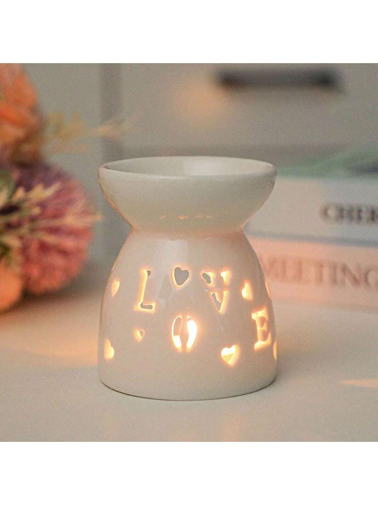 Delicate Mini Ceramic Hollow Floral, Heart, Moon & Star Shaped Aromatherapy Candle Holder, Fragrance Oil Diffuser Burner.