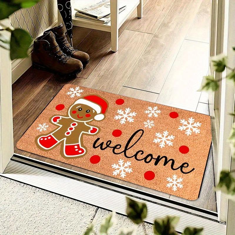 Teddy bear flannel floor mat, non-slip washable farmhouse style, suitable for indoor and outdoor use.