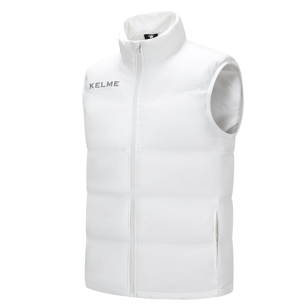 Kelme Men's Padded Vest, Active Vest, Warm, Lightweight, Sleeveless, Cold Weather Protection (White, Size L)