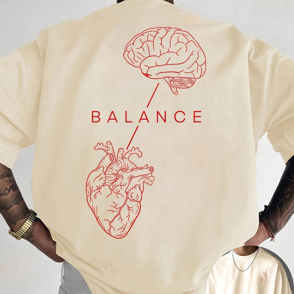 Mens Graphic Print Short Sleeve T Shirt, Streetwear Casual Crew Neck Tops, Oversized Vintage Y2K Tee for Daily Outdoor Casual Wear