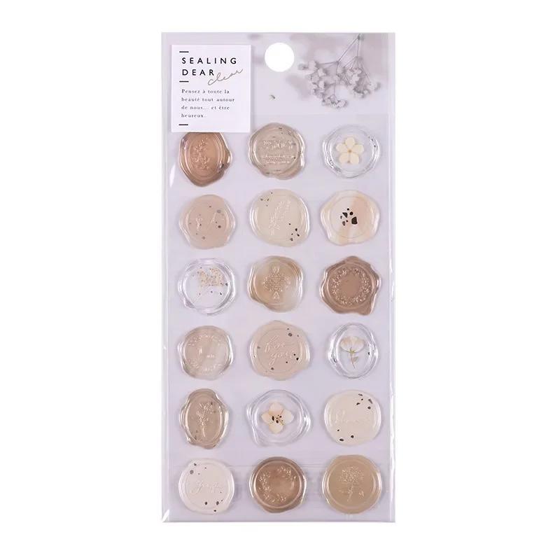 18pcs Wax Seal Stamp Stickers Envelope Sealing Tags DIY Wedding Party Invitation Card Postcards Decorations Korean Stationery