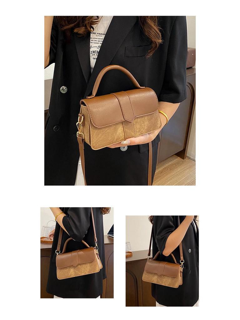 Damen 2024 Mode Kleine Quadratische Handtasche - Retro & Vielseitig, Einfarbige Schulter- oder Umhängetasche
