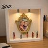 Stylish Home Decor Frame DIY Mini Museum Silhouette Box with LED Light Kit Customizable 5 Figurines And 1 Personalized Photo Display Case for Wedding
