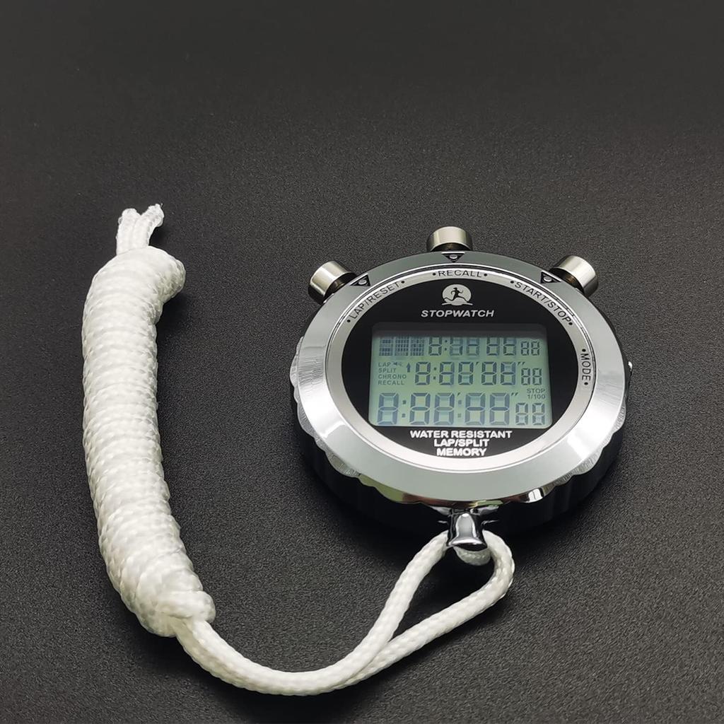 Rolilink Metal Stopwatch for Waterproof Stopwatch with Timer for Sports and Competitions Stopwatch, Sports, (10 Laps)