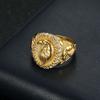 Mens Titanium Steel Eagle Ring With Gold Plating Rhinestones Hip Hop Style Adjustable Size