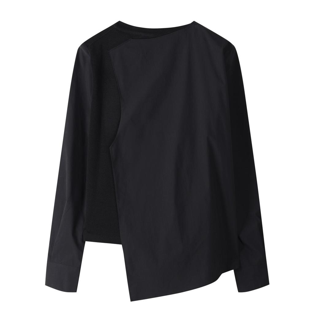 RECODE Half And Half Woven Knitted Blouse_Rqsaa23501Bkx