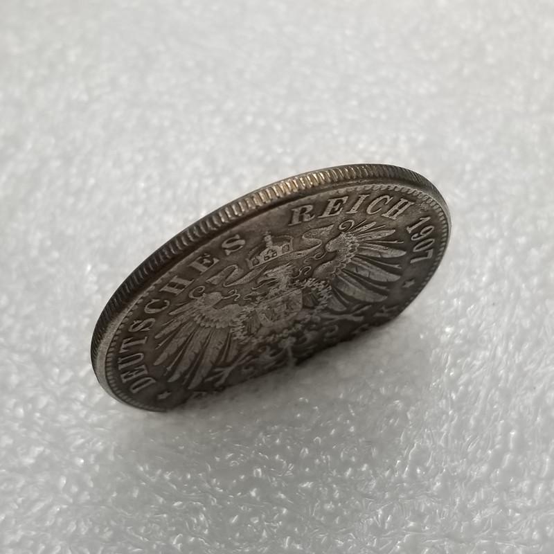 Antique Craftsmanship 1907 German Silver Dollar Commemorative Coin, Silver-Plated, Foreign Currency #1810