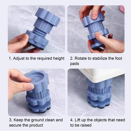 Yousheng 4Pcs Washing Machine Mat Universal Heightening Pads Easy Installation Anti-Vibration Shock Absorbing Washer Dryer Foot Pads