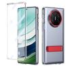 KEYSION Transparent Case for Huawei Mate X6 X5 X3 Hard PC Metal Kickstand Shockproof Phone Cover with Glass Screen Protector
