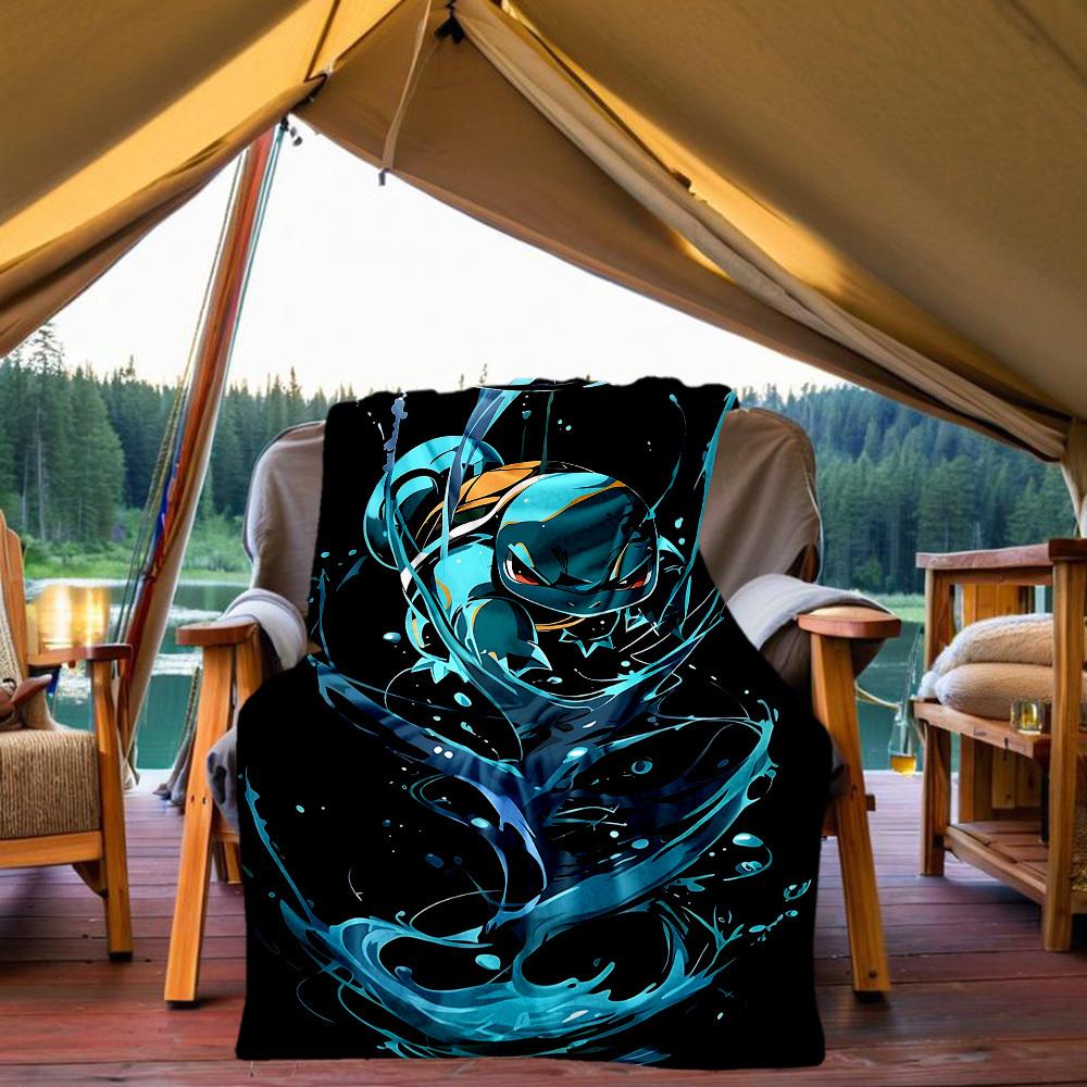 1pc Pokemon Squirtle All-Season Comfort, Outdoor Flannel Blanket - Soft, Warm & Cozy for Naps, Camping & Travel 088