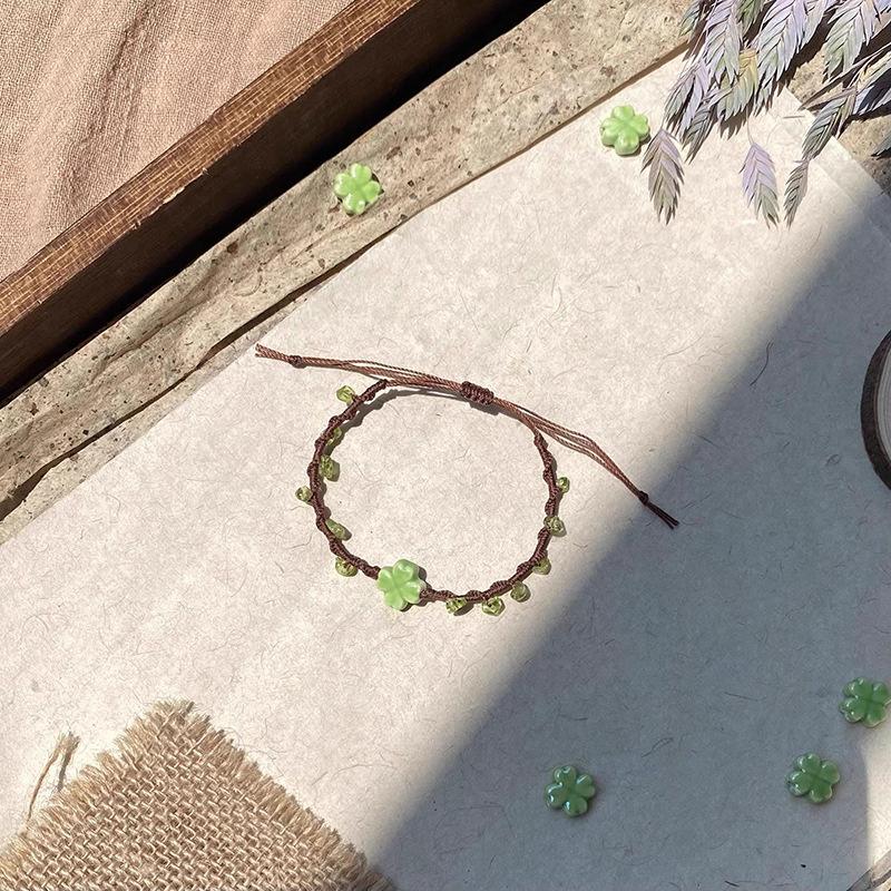 Vintage Four-Leaf Clover Lucky Hand-Woven Bracelet For Women Fine Fashion Party Jewelry Gifts