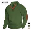 Mens Long Sleeve Hoodie Western Style Ribbed Stand Collar Pullover Sweatshirt Winter Casual Fashion