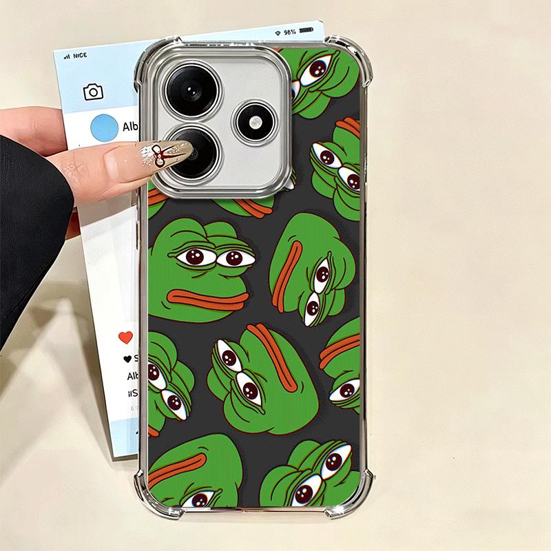 Funny Sad Forg P-Pepe Meme Plating Phone Case For Xiaomi Redmi Note 14 15 Pro Plus 13 12 11 11S 11T 10 9S 9 5G Anti-Fall Airabag
