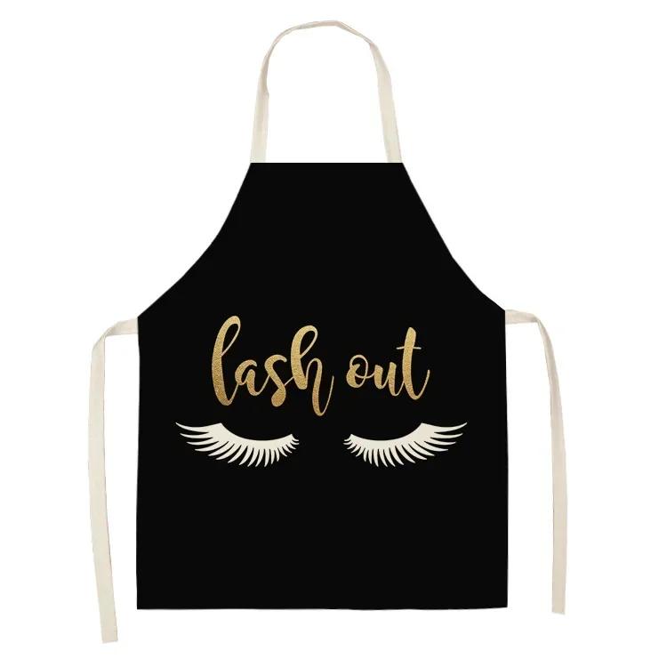 Letter Alphabet Kitchen Aprons for Women Cotton Linen Bibs Household Cleaning Pinafore Home Cooking Apron Delantal
