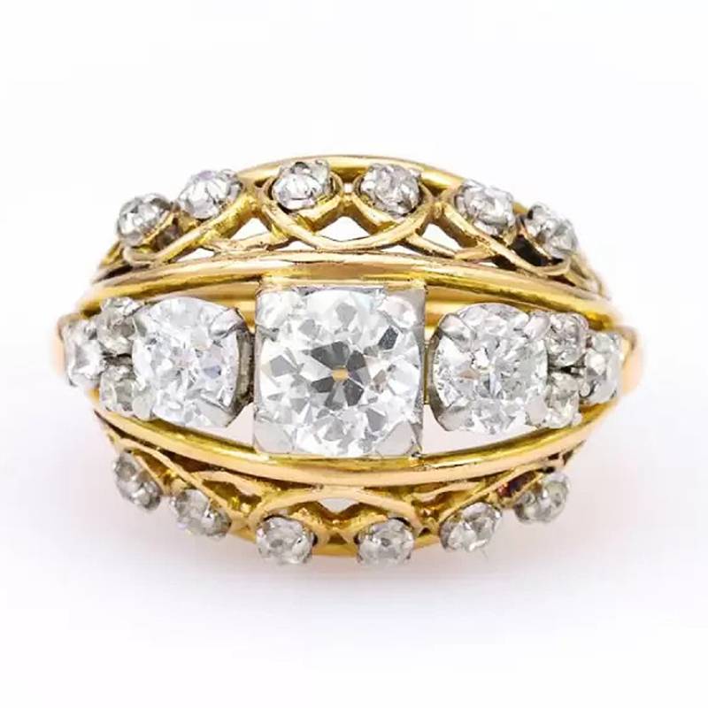 

Huitan Special Design Women Ring Inlaid Brilliant CZ for Party Fashion Accessories Luxury Wedding Charming Gold Color Zircon 6