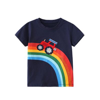 Jumping Meters 2-7T New Arrival Cars Embroidery Boys Girls T Shirts Summer Short Sleeve Children's Clothes Kids Tees Tops