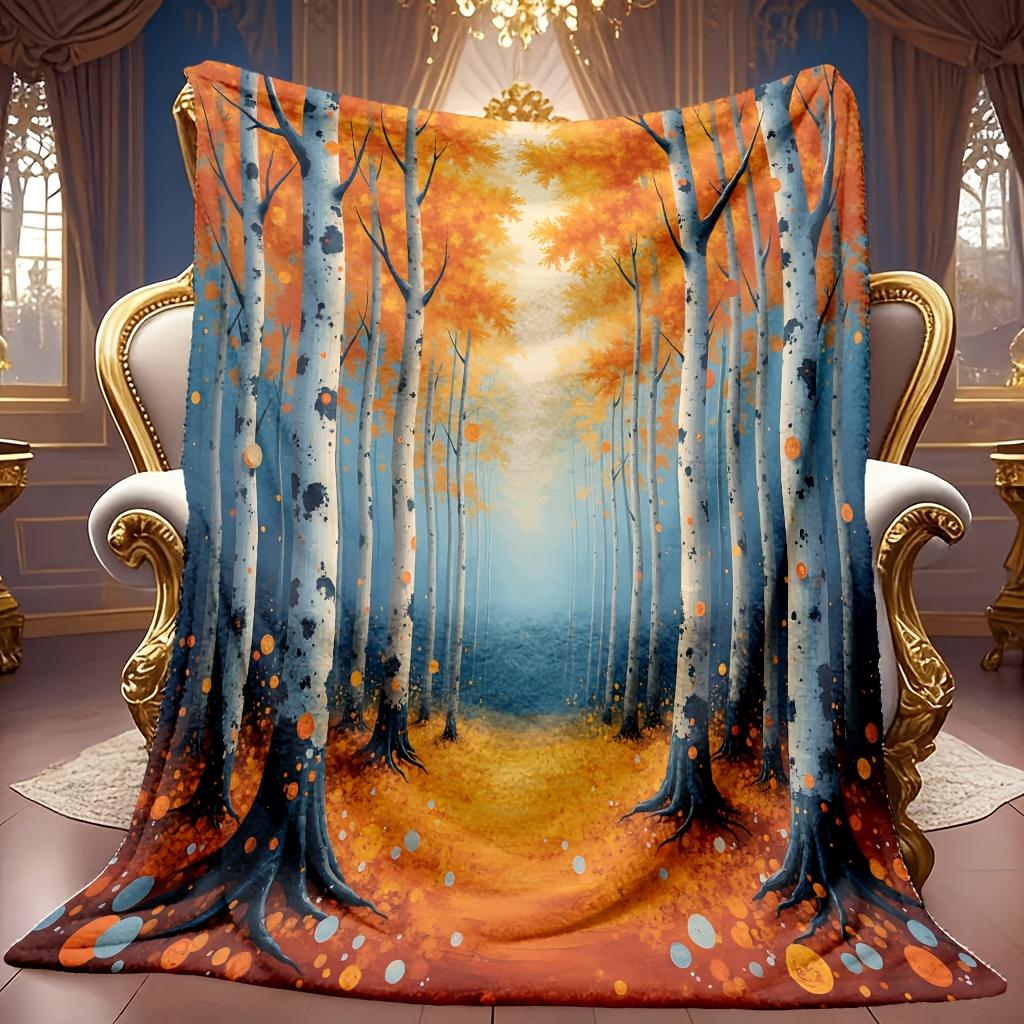 Autumn Forest Theme Blanket Soft High-Definition Digital Print Cooling Blanket All-Season Family and Friends Gift Soft Breathable 100% Polyester