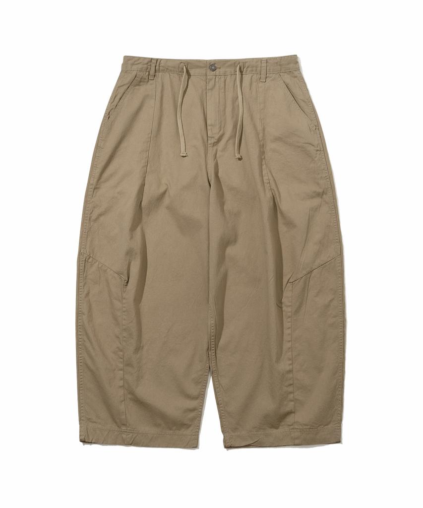 Bieseulaebis Wide Leg Drawstring Cotton Pants Ash Khaki