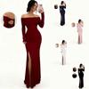 2026 Autumn One-Shoulder Slit Long Sleeve Slim Fit Socialite Dress