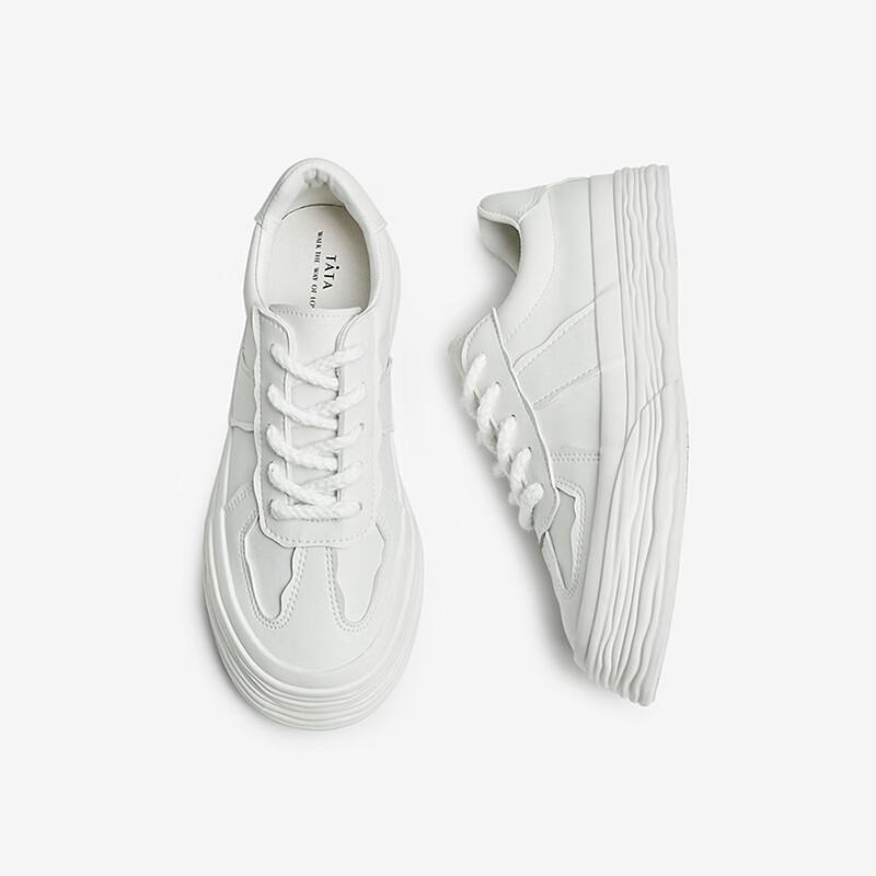 TaTa JX8804 Women's Fashion Platform White Sneakers