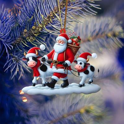 Weihnachtsanhänger 2D Weihnachtsbaum-Anhänger Flache Acryl-Weihnachtsbaum-Hängeornamente Cartoon-Wohndekor Neujahr Weihnachtsgeschenke