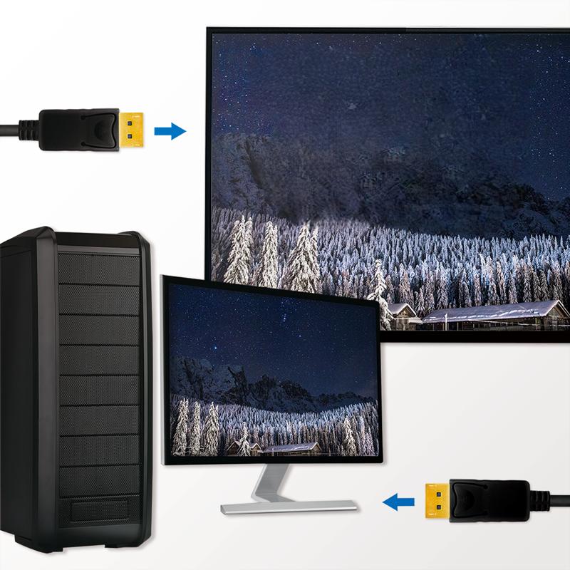 DisplayPort 1.4 DP M/M Cable 8K 60Hz 4K 120Hz 3m LogiLink HDR hdcp Daisy Chain Gold Black