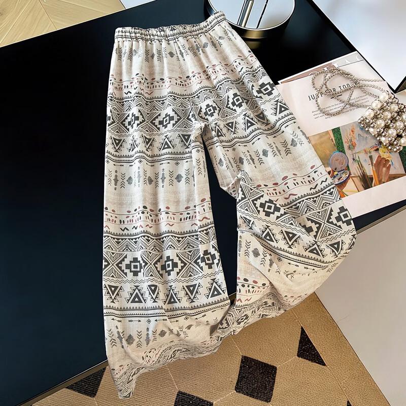 Women's Draped Linen Blend Loose Drawstring Casual Pants