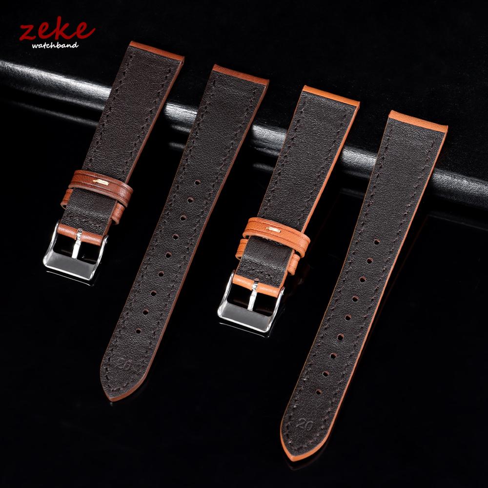 Vintage Brown Top-Grain Leather Watch Strap 20mm 22mm Handmade Stitching Cowhide Watch Band Men Women Pin Buckle Soft Wristband