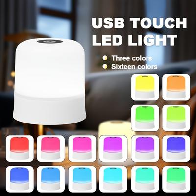 1 Stück Farb-LED-Touch-Nachttischlampe, eingesteckt, Nachttischlampen, Schreibtisch, Schlafzimmer, Schreibtischlampen, Camping, Festival-Dekoration