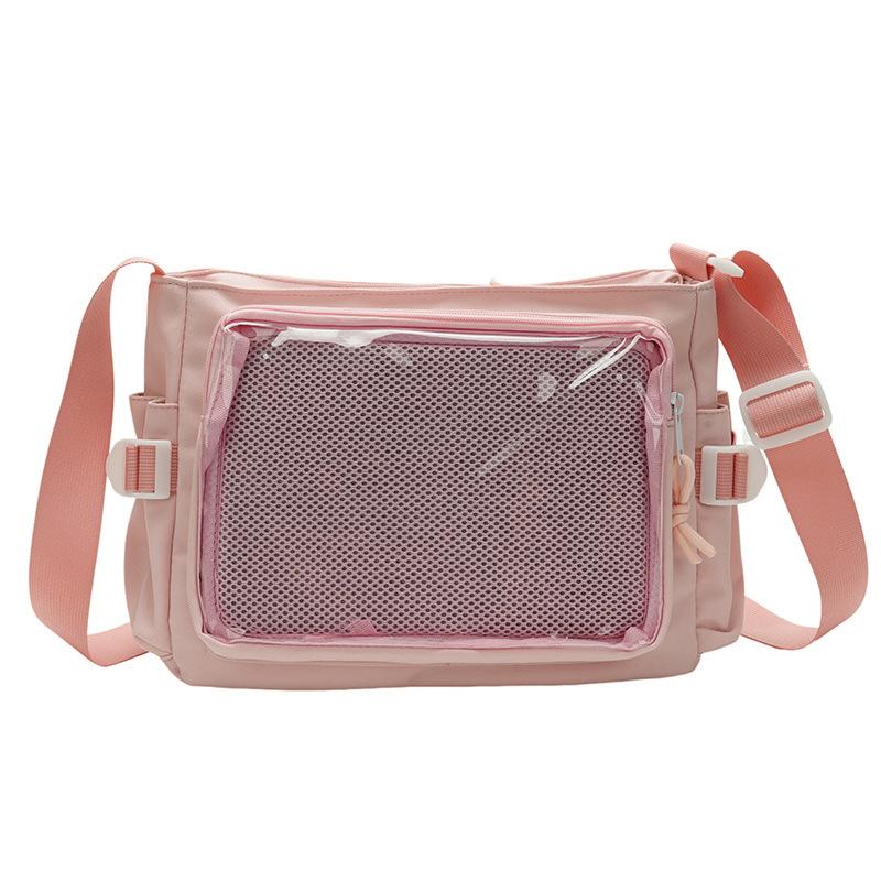 

Японская прозрачная плечевая холщовая студенческая женская сумка сумка для боли маленькая сумка для еды кросс-боди женская сумка двумерная сумка для макияжа tie plate розовый