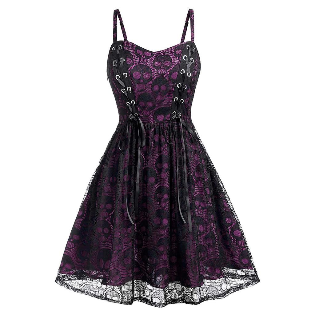 Women's Lace Mesh Halloween Sleeveless Suspender Dress