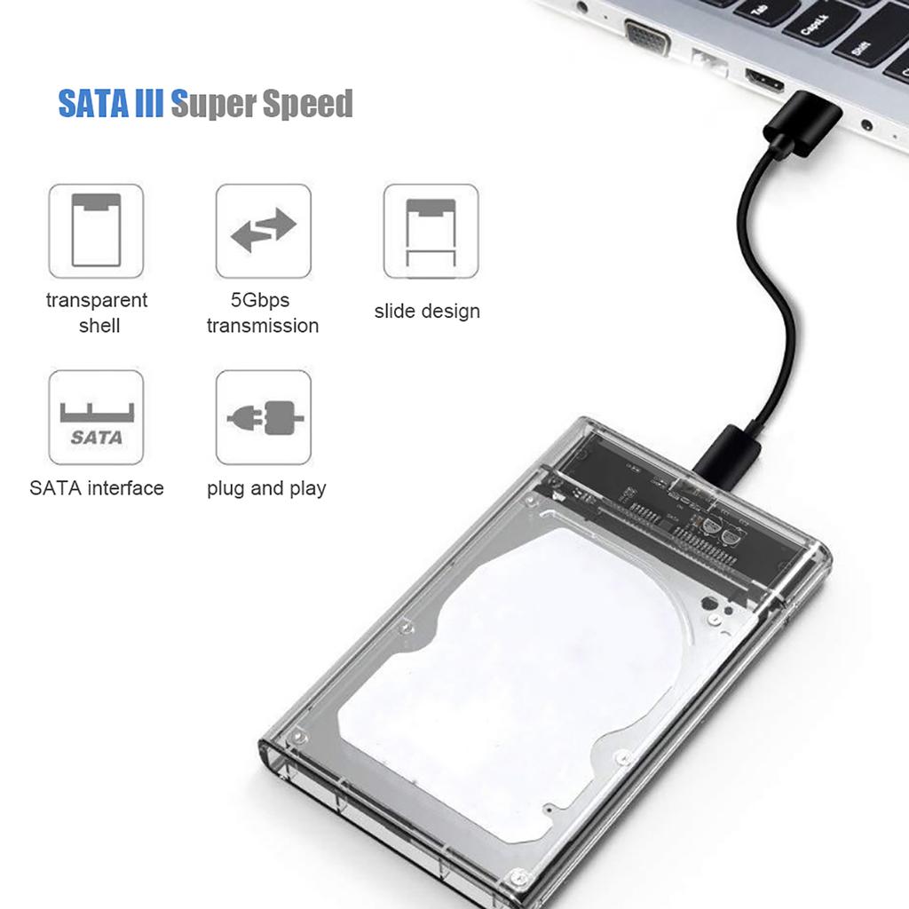 2.5 Inch SATA High Speed USB 3.0 Mobile Hard Disc Drive External Enclosure HDD SDD Box Case (Not Inclube Hard Disk)