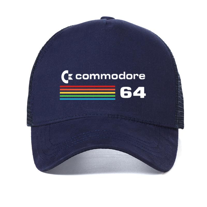 

Summer Commodore 64 baseball cap C64 SID Amiga Retro 8-bit Ultra Cool Design Dad hat Outdoor breathable mesh Snapback hats Adjustable темно-синього кольору