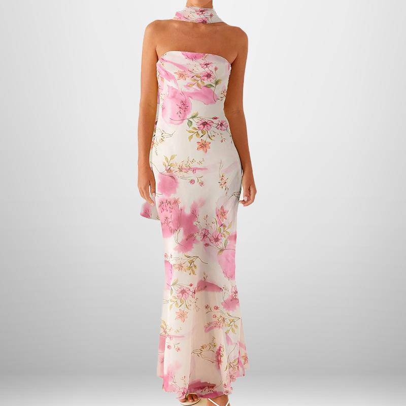 Новая весенняя женская одежда Элегантный темперамент Личность Модное длинное повседневное платье с принтом S