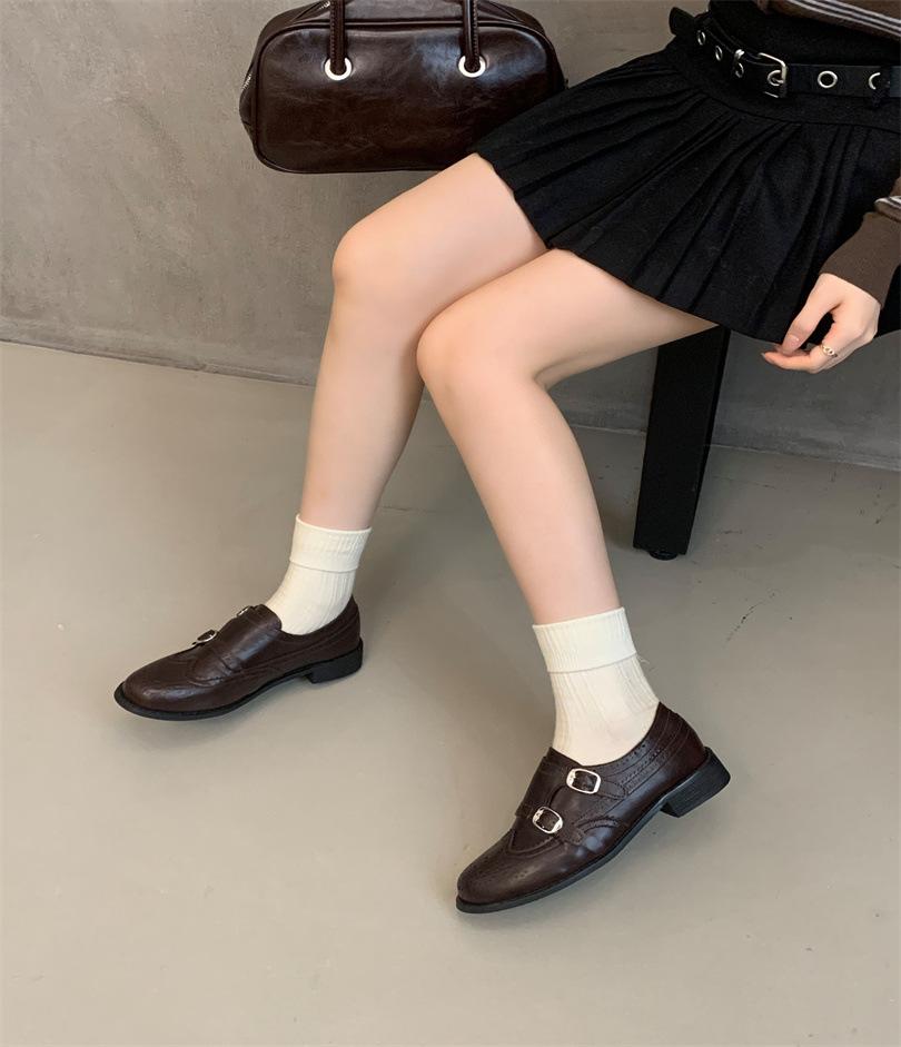 

Retro niche flat shoes black small leather shoes autumn new women s shoes French shoes design sense Mary Jane shoes 39 темно-коричневого