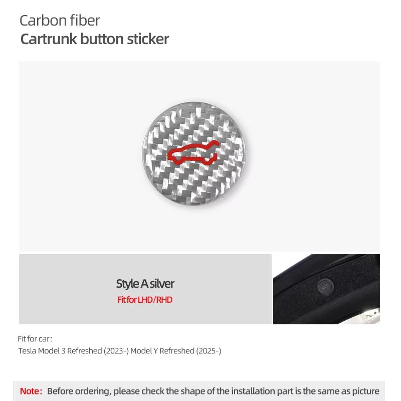 For Tesla 2019- Model 3 Highland 2026 Model Y Juniper Carbon Fiber Rear Trunk Switch Button Trim Sticker Car Interior Accessory